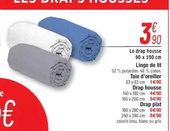 le drap housse 90 x 190 cm, linge de lit, taie d'oreiller, drap housse, drap plat