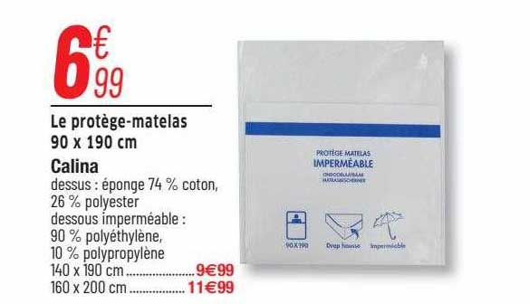 le protège-matelas 90 x 190 cm calina