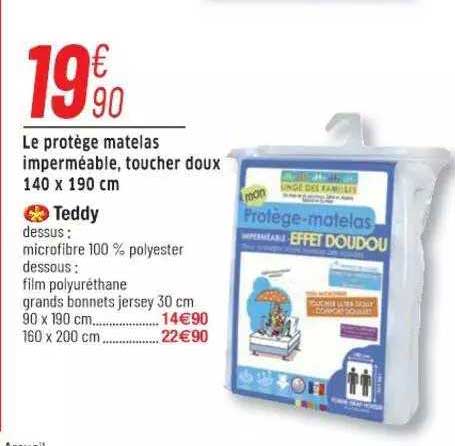 le protège matelas imperméable, toucher doux 140 x 190 cm teddy