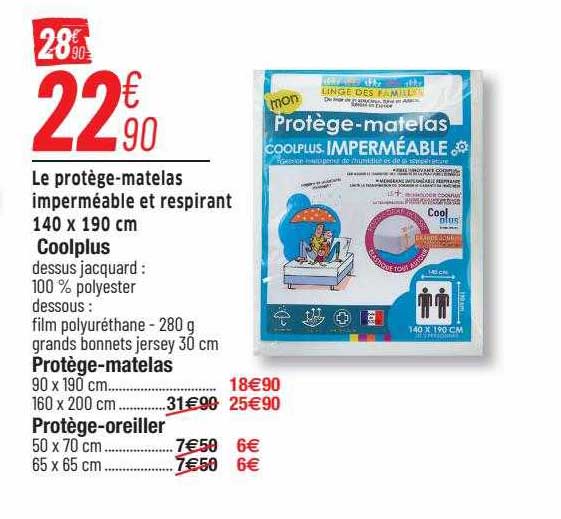 le protège-matelas imperméable et respirant 140 x 190 cm coolplus, protège-oreiller