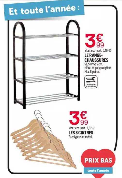 le range-chaussures, les 8 cintres