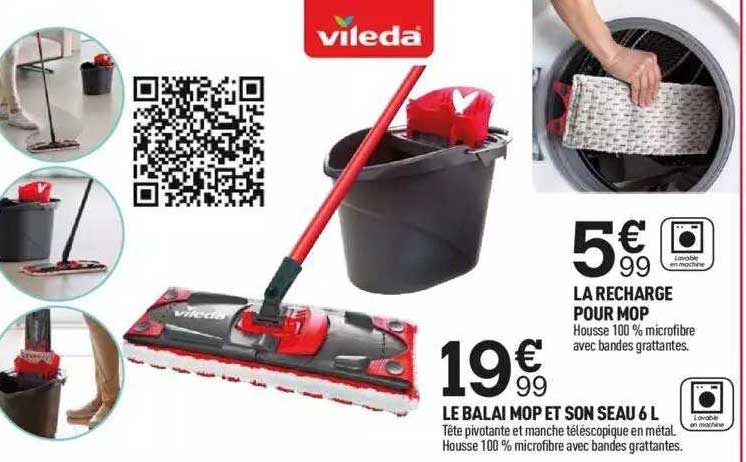 le recharge pour mop, le balai mop et son seau 6l vileda