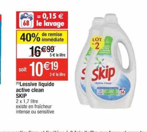 Lessive Liquide Active Clean Skip