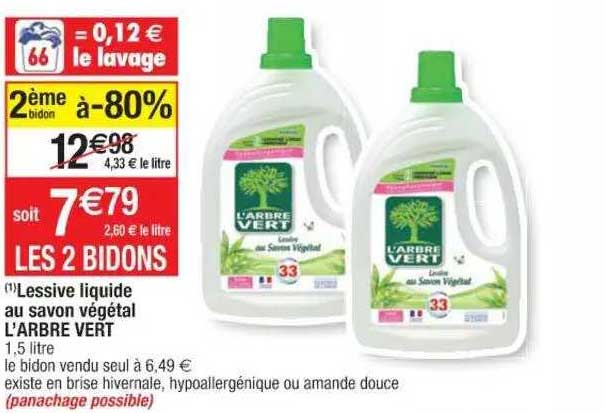 lessive liquide au savon végétal l'arbre vert