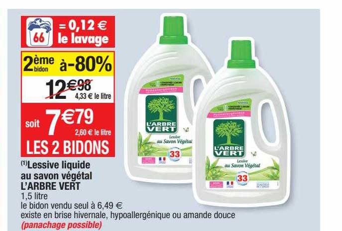 lessive liquide au savon végétal l'arbre vert