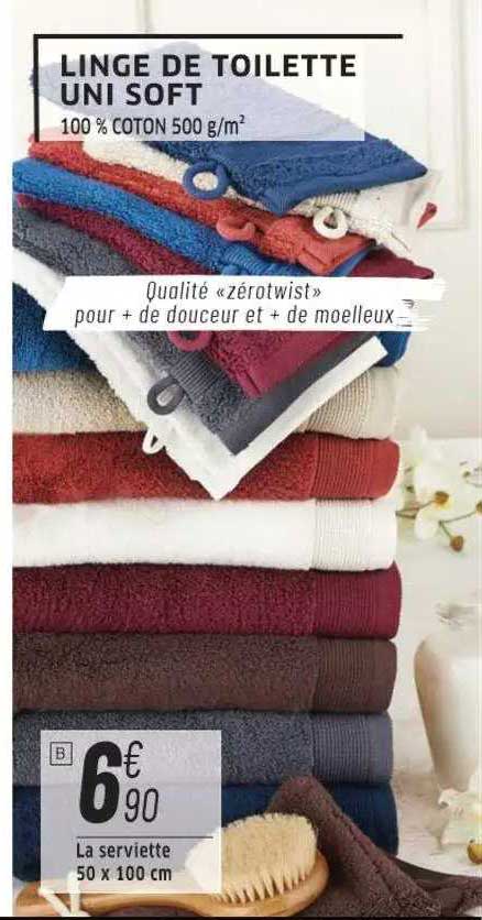 Linge De Toilette Uni Soft : La Serviette 50 X 100 Cm