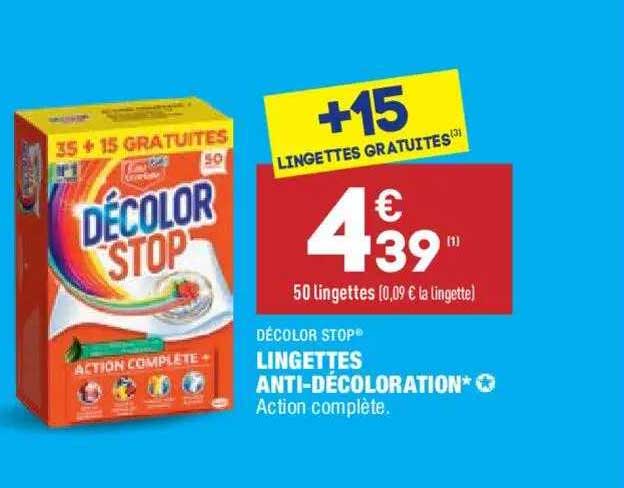 lingettes anti-décolororation décolor stop