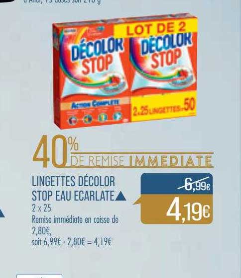 lingettes décolor stop eau écarlate