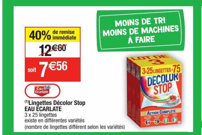 lingettes décolor stop eau écarlate