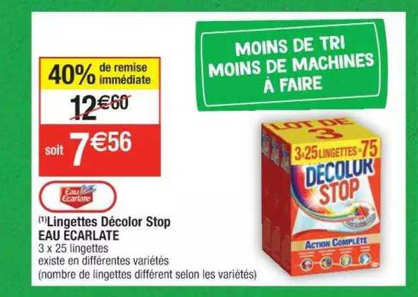 lingettes décolor stop eau écarlate