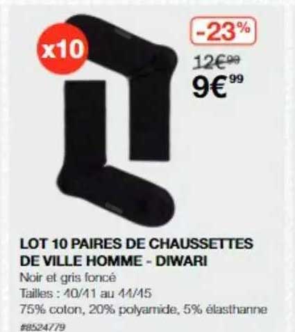 lot 10 paires de chaussettes de ville homme - diwari