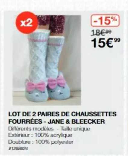 Lot De 2 Paires De Chaussettes Fourrées - Jane & Bleecker