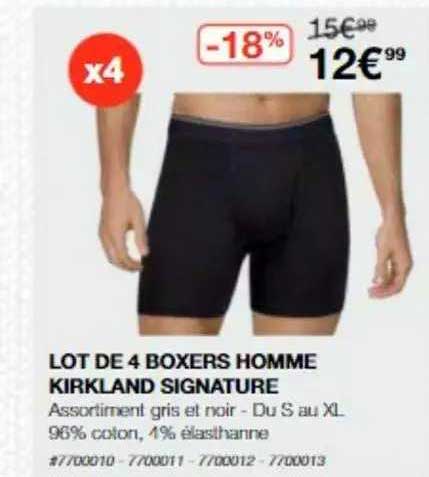 Lot De 4 Boxers Homme Kirkland Signature