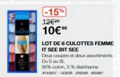 lot de 6 culottes femme it see bit see