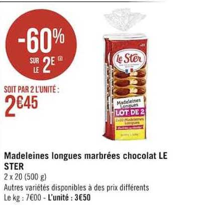 Madeleines Longues Marbrées Chocolat Le Ster