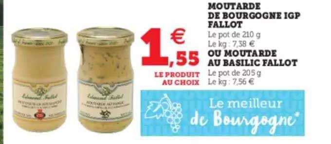 moutarde de bourgogne igp fallot ou moutarde au basilic fallot