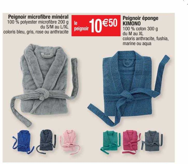 peignoir microfibre minéral, peignoir éponge kimono