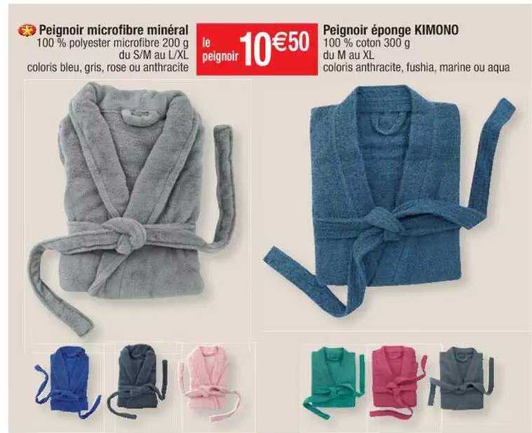 peignoir microfibre minéral, peignoir éponge kimono