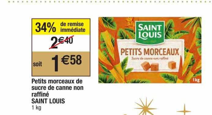 petits morceaux de sucre de canne non raffiné saint louis