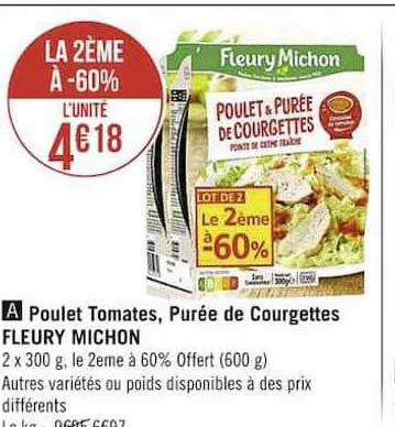 Poulet Tomates, Purée De Courgettes Fleury Michon