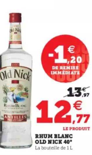 rhum blanc old nick 40°