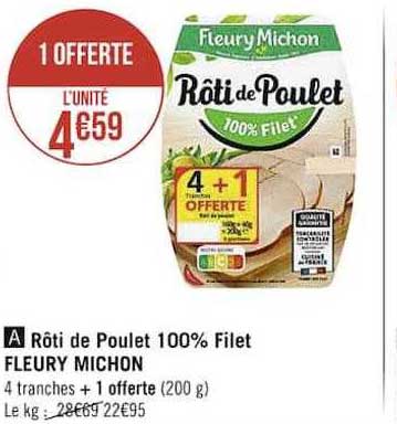 rôti de poulet 100% filet fleury michon