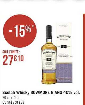 scotch whisky bowmore 9 ans 40% vol.