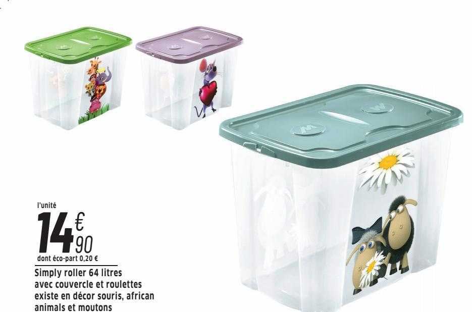 simply roller 64 litres avec couvercle et roulettes
