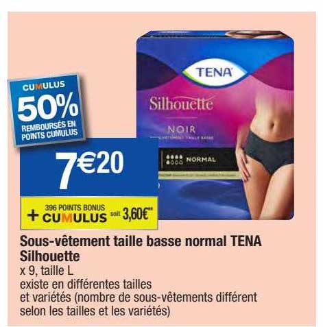 sous-vêtement taille basse normal tena silhouette