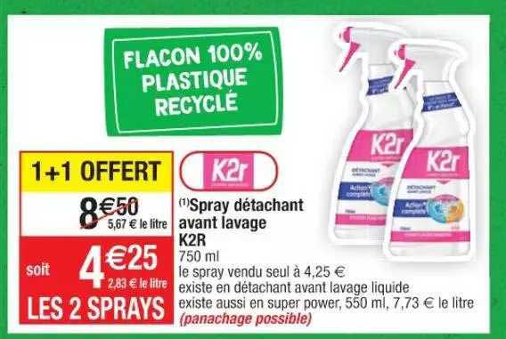 spray détachant avant lavage k2r