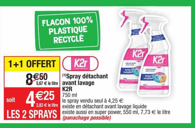 spray détachant avant lavage k2r