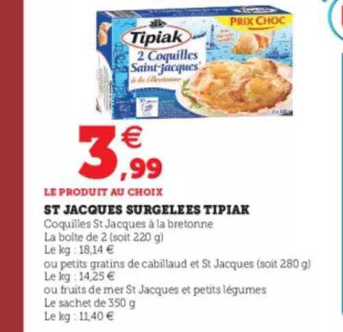 st jacques surgelées tipiak