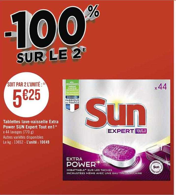 tablettes lave-vaisselle extra power sun expert tout en 1