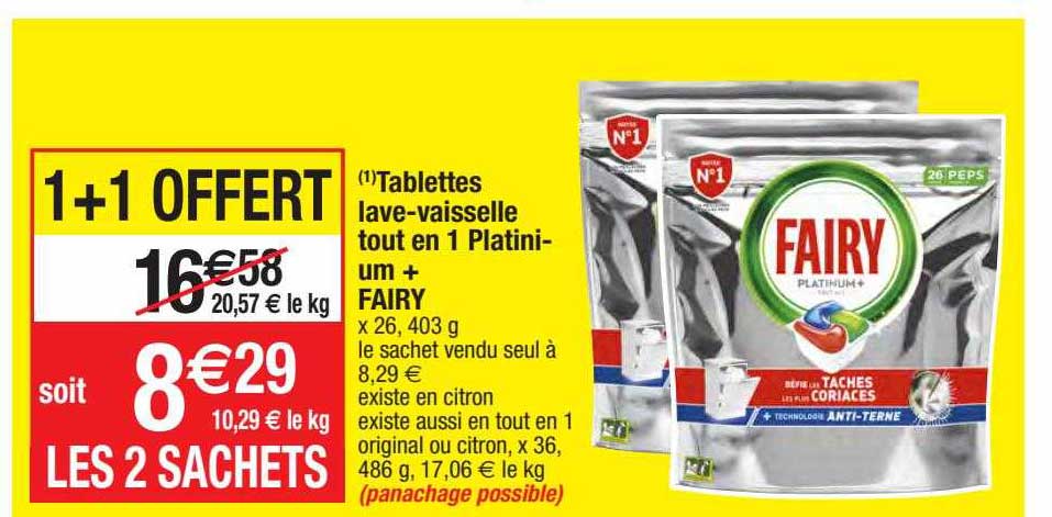 Tablettes Lave-vaisselle Tout En 1 Platinium+ Fairy