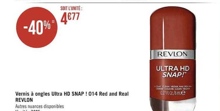 vernis à ongles ultra hd snap ! 014 red and real revlon