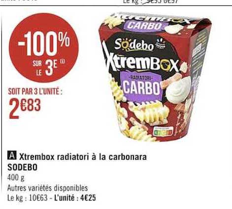xtrembox radiatori à la carbonara sodebo