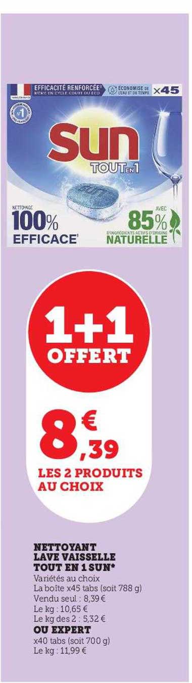 nettoyant lave vaisselle tout en 1 sun ou expert