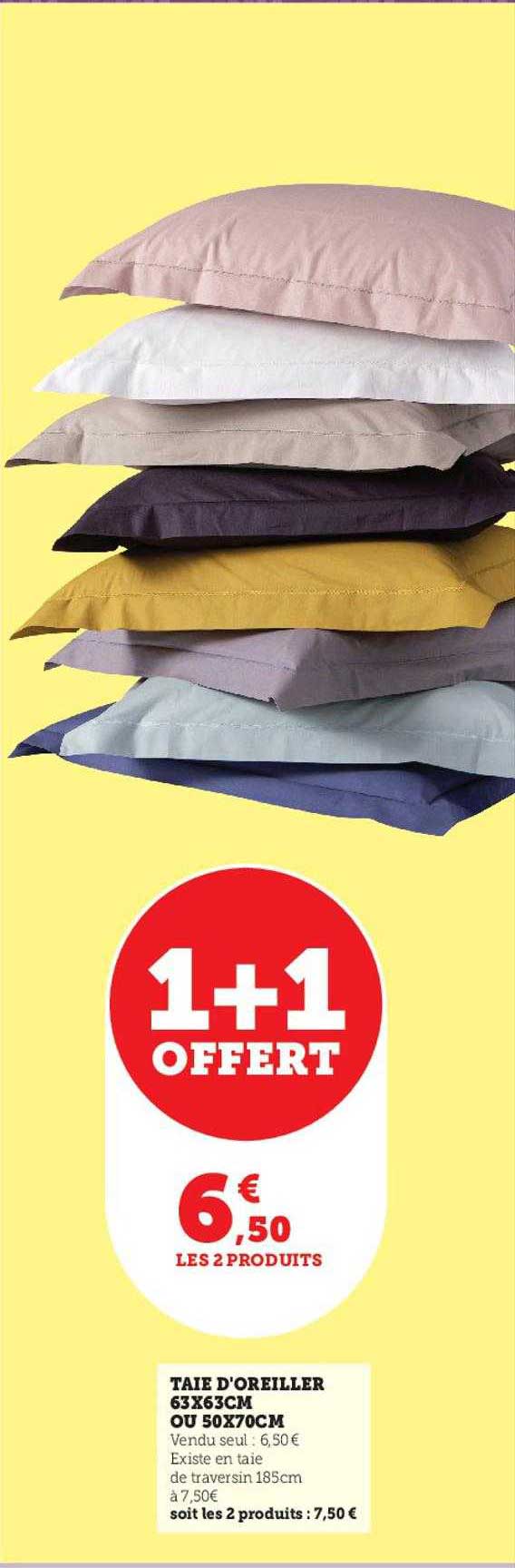 taie d'oreiller 63 x 63 cm ou 50 x 70 cm