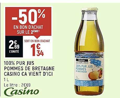 100% pur jus pommes de bretagne casino ça vient d'ici