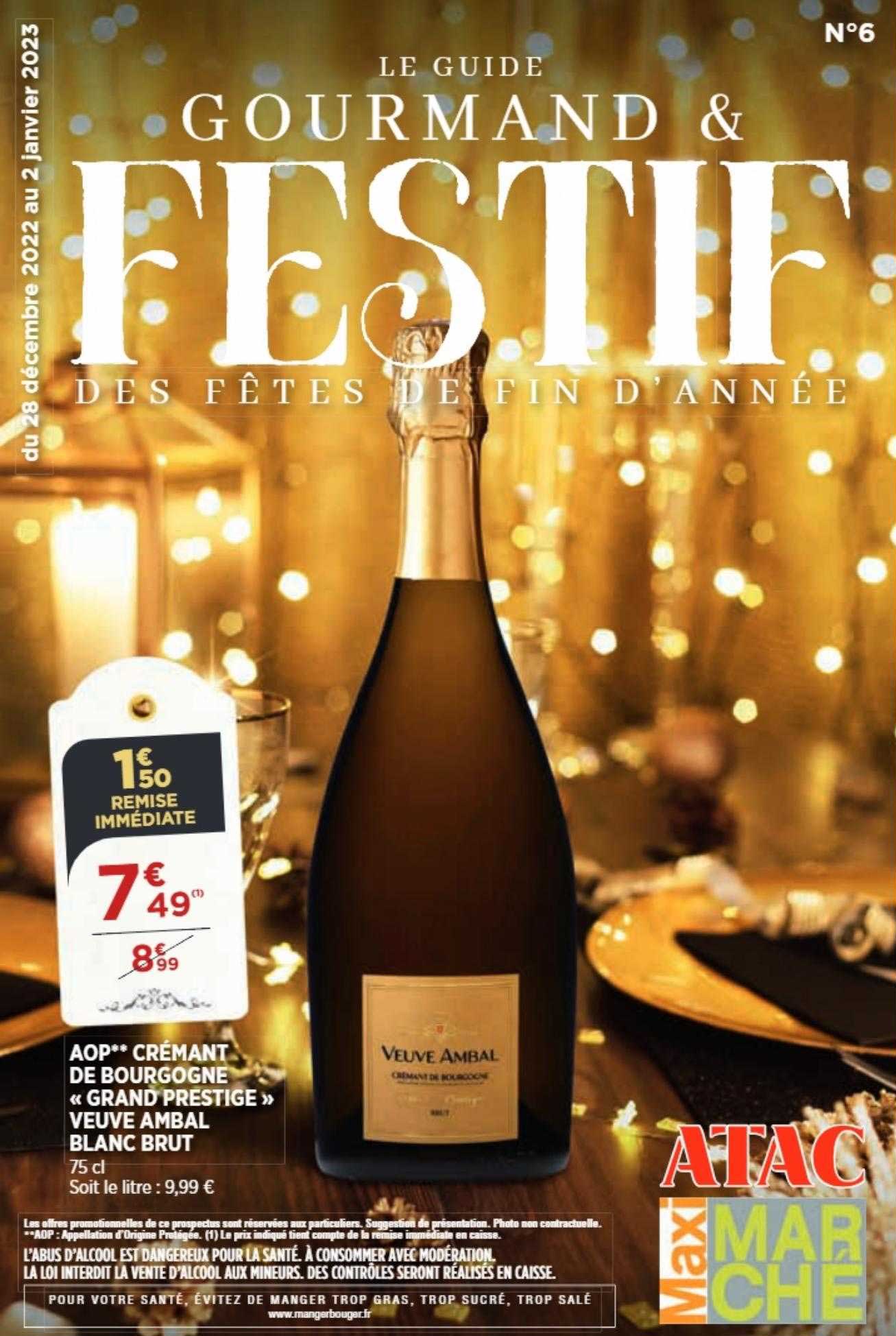 aop** cremant de bourgogne et grand prestige veuve ambal blanc brut