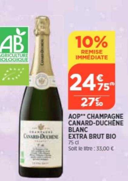 aop champagne canard-duchêne blanc extra brut bio