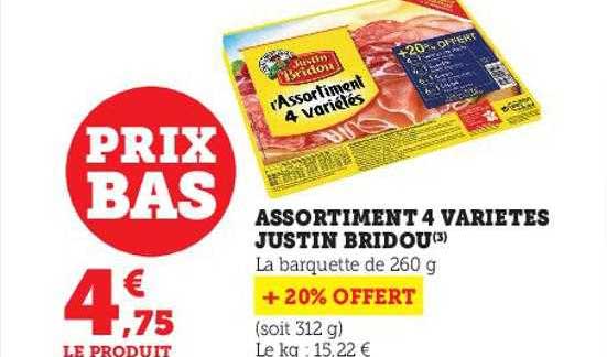 Assortiment 4 Variétés Justin Bridou