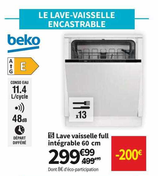 beko lave vaisselle full intégrable