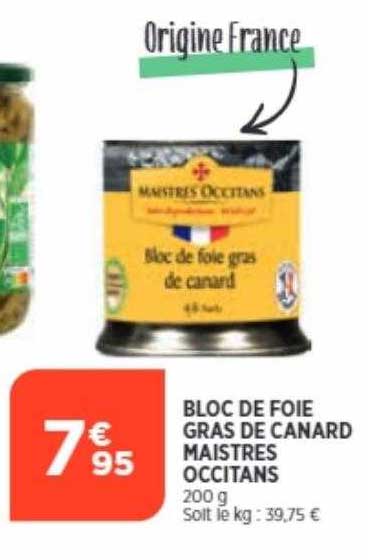 bloc de foie gras de canard maistres occitans