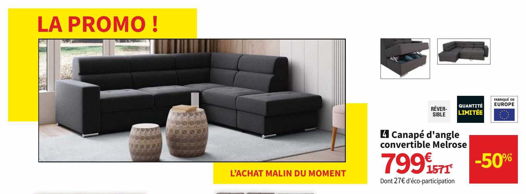 Canapé D'angle Convertible Melrose