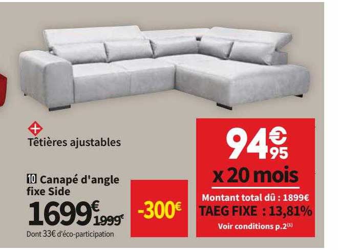 Canapé D'angle Fixe Side