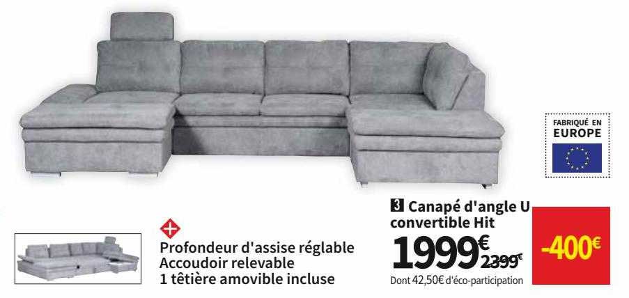 Canapé D'angle U Convertible Hit