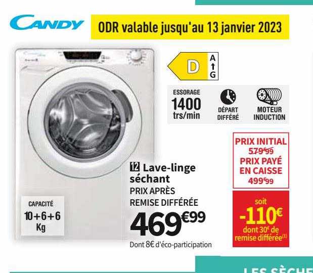 candy lave-linge séchant