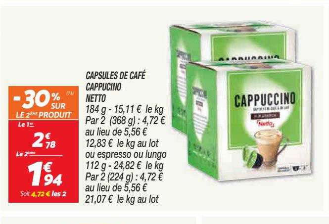 Capsules De Café Cappuccino Netto