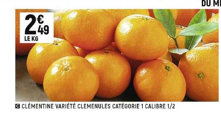 clémentine variété clemenules catégorie 1 calibre 1 2